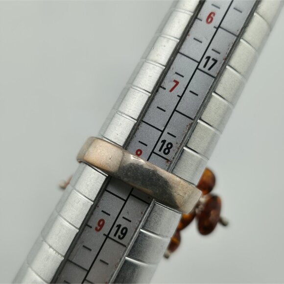 Baltic Amber Cluster Sterling Silver Ring Modernist Adjustable Vintage Polish - Picture 8 of 12